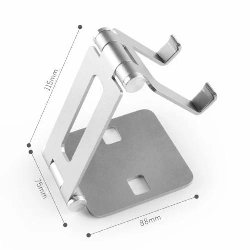 Soporte para teléfono celular, totalmente plegable, soporte ajustable para teléfono de escritorio, astilla negra  Foto 2 de 4