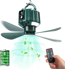 DUKUSEEK Portable Ceiling Fans with Remote Control, Power Small, army green 