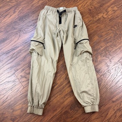 Nike Pants Mens S Beige Cargo Tech Lined Woven Lightweight Ripstop Belted