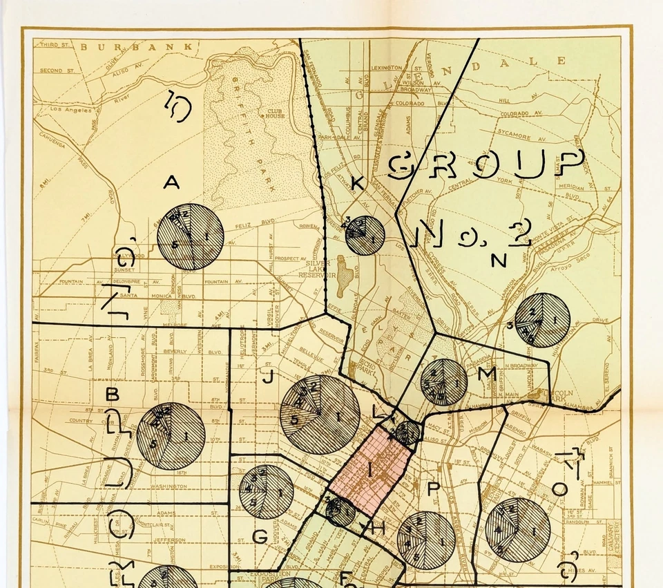 Mapa de Los Ángeles 1925 Original PACIFIC ELECTRIC RAILWAY - GRIFFITH PARK Foto 3 de 3