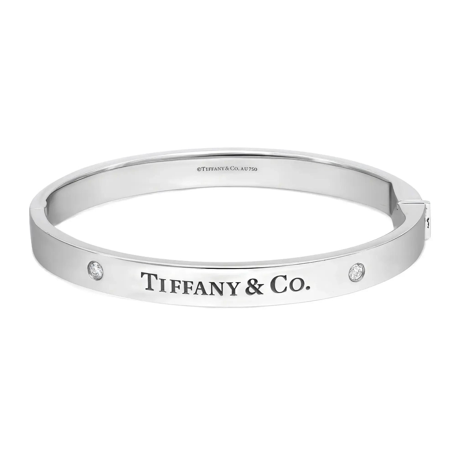 Tiffany - Co Браслет на петлях с логотипом Tiffany и двумя бриллиантами из Белого золота 18 карат Среднего размера 1775490₽