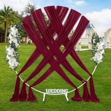 MoKoHouse 6 Panels 6 Yards Burgundy Wedding Arch Drapes Sheer Backdrop Curtain