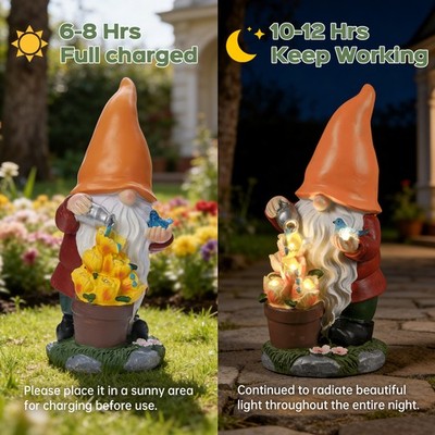 outdoor Solar powered goblin gnome magic night light garden ornament Gift