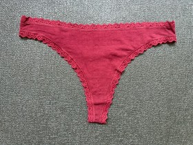 5 Pack Victoria&rsquo;s Secret sz M Cotton Lace-Trim Thong Panties Bundle Lot Set
