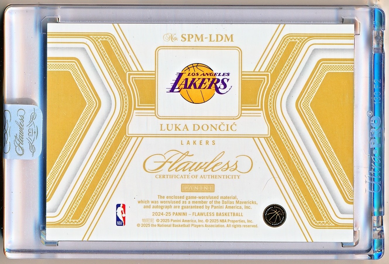 2024-25 Flawless Luka Doncic Prime Materials Gold Patch Auto #SPM-LDM (01/10) view 2