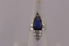 Sterling Silver 30mm Nestled Blue Lapis Teardrop Band Ring 925 Sz: 7