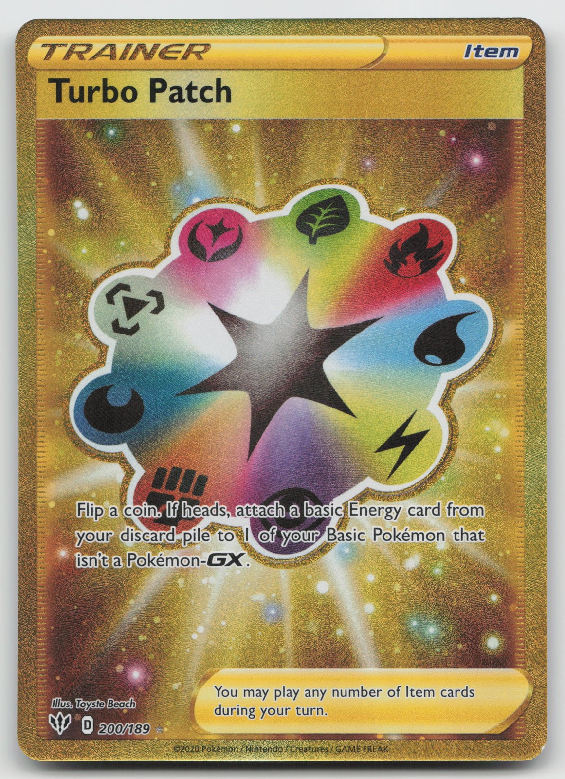 Turbo Patch (Secret) Secret Rare SWSH03: Darkness Ablaze 200/189 NM