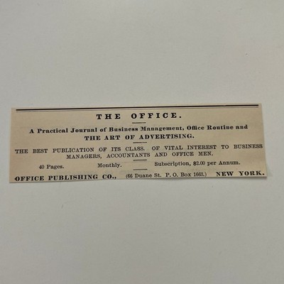 The Office Publishing Co. New York NY 1890 Newspaper Ad SAI9-M14