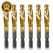 6-Pc 1/4-20NC Combination Drill Tap Bit Set SAE  1/4" UNC-20 Thread Size