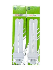 2 Pack Of GE Long Last G24q-2 Biax D/E 18W Bulbs 3500k 4Pin Bulb White New