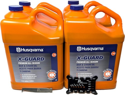 #ad 4 Case Husqvarna X Guard Chainsaw Bar amp; Chain Oil Gallon with Tool Accessories $83.81