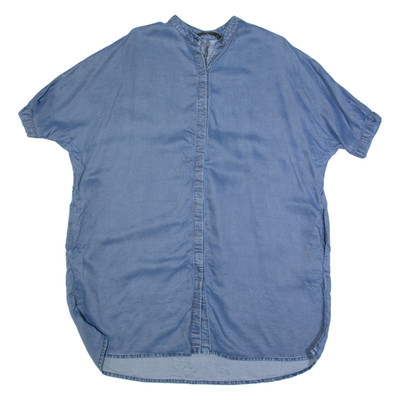 ZARA BASIC Oversize Damen Shirtkleid Blau Kurzarm Knielang S