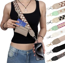 Universal Crossbody Phone Strap for Case with Zipper Pouch, Neck/Wrist Lanyard
