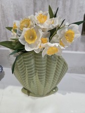 Sylvac Shell Pottery Vase Green