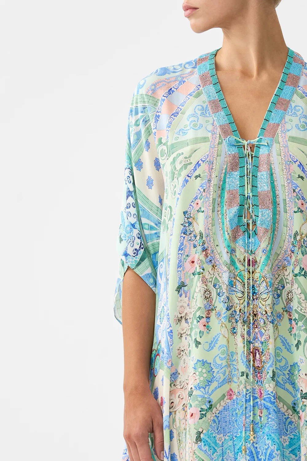 CAMILLA Midsummer Mosaics Short Lace Up Kaftan One Size RRP $799 image 4