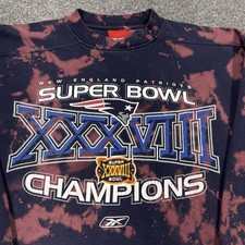 Vintage New England Patriots Sweatshirt Men Medium NFL Football Blue Super Bowl