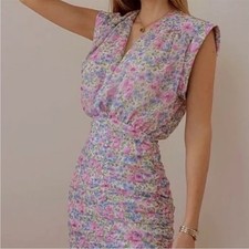 Zara Floral Purple, Blue, Green  Mini Dress Size Small