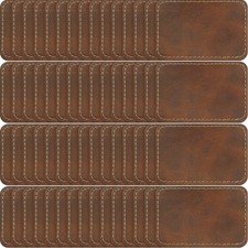 Dunzy 60 Pcs Blank Leatherette Hat Patch with 3 x 2 Inch, Golden Brown