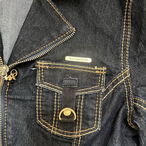 Vintage Y2K Rocawear Roca Wear Belted Denim Jean Mini Dress Stretch Large Logo - Bild 2 von 9