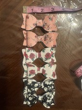 Handmade Faux Leather Hair Bows - Set of 3 Pairs For Little Girls