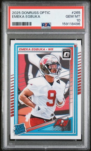 2025 Panini Donruss Optic - Rated Rookie Emeka Egbuka #265 (RC) PSA 10 💎 🔥🏈🔥