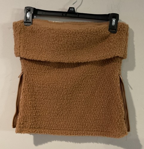 Zara Women’s Sherpa Strapless Tube Top Camel Brown Size XS NWOT - Picture 6 of 9