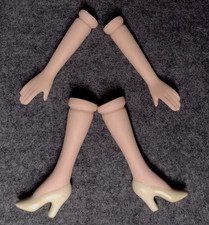 Vtg Porcelain Doll 3.5" Arms Legs w/ Lovely Hands Painted Shoes For Parts