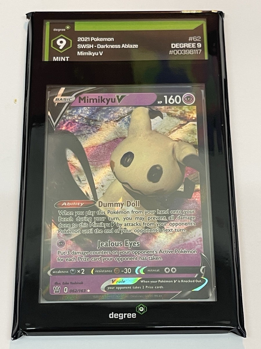 Pokmon TCG Mimikyu V 062/163 SWSH Darkness Ablaze 2021 Holo Graded Mint 9 Pokmon TCG Mimikyu V 062/163 SWSH Darkness Ablaze 2021 Holo Graded Mint 9
