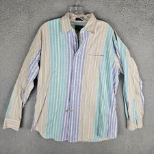 Chaps Ralph Lauren Dress Shirt Men 16 Multicolor Striped Long Sleeve Classic Fit