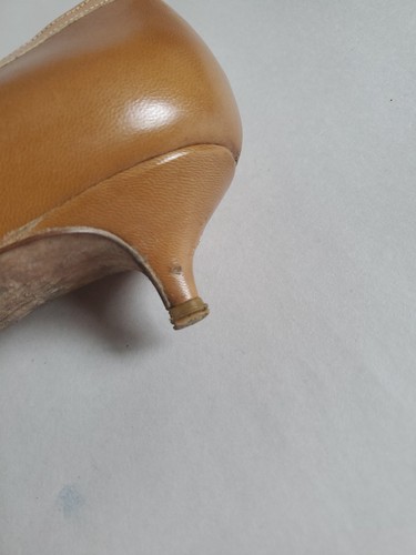 jimmy choo kitten heels Sz 38 Brown US 8 Scalloped Pierced Pointy Toe - Picture 9 of 19