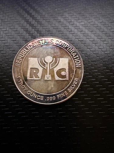 Republic Metals Corporation 1 oz .999 Silver Round 1 Troy Ounce Total .999 Fine