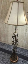 Vintage Italian Stile Brass Floor Lamp Leaves
