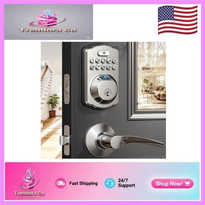 Advanced Biometric Door Lock Set   Auto-Locking Fingerprint Keypad, Satin Finish