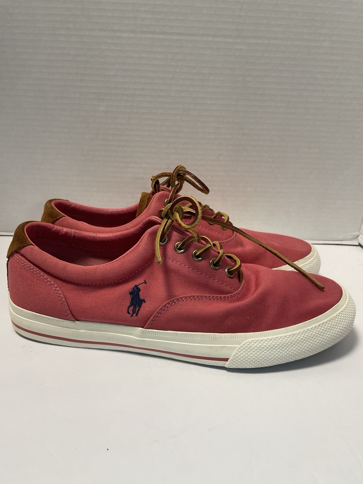 Scarpe da tennis Polo Ralph Lauren uomo 10 Vaughn corallo rosa marrone pony sneakers