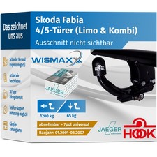 HOOK ANHÄNGERKUPPLUNG abnehmbar für Skoda Fabia 6Y +7-polig E-Satz ABE