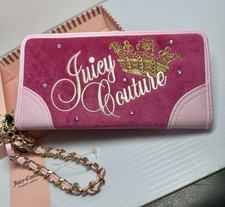 NEW JUICY COUTURE LARGE HERITAGE GUSSET WALLET ZIP CLOSE  RASBERRY TART