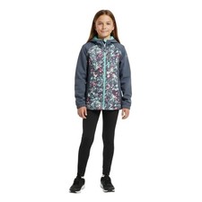 FREE COUNTRY Softshell Jacket Girls Charcoal Grey Floral Outdoor XL 10/12 