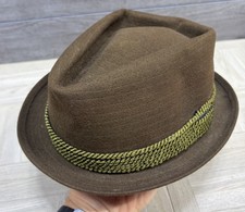 Sears Fedora Fast Back Fastback Hat Trilby USA Made Brown Large 7 1/4 - 7 3/8