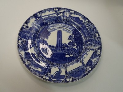 Adams Florida State Plate Old English Staffordshire Ware England Blue Transfer