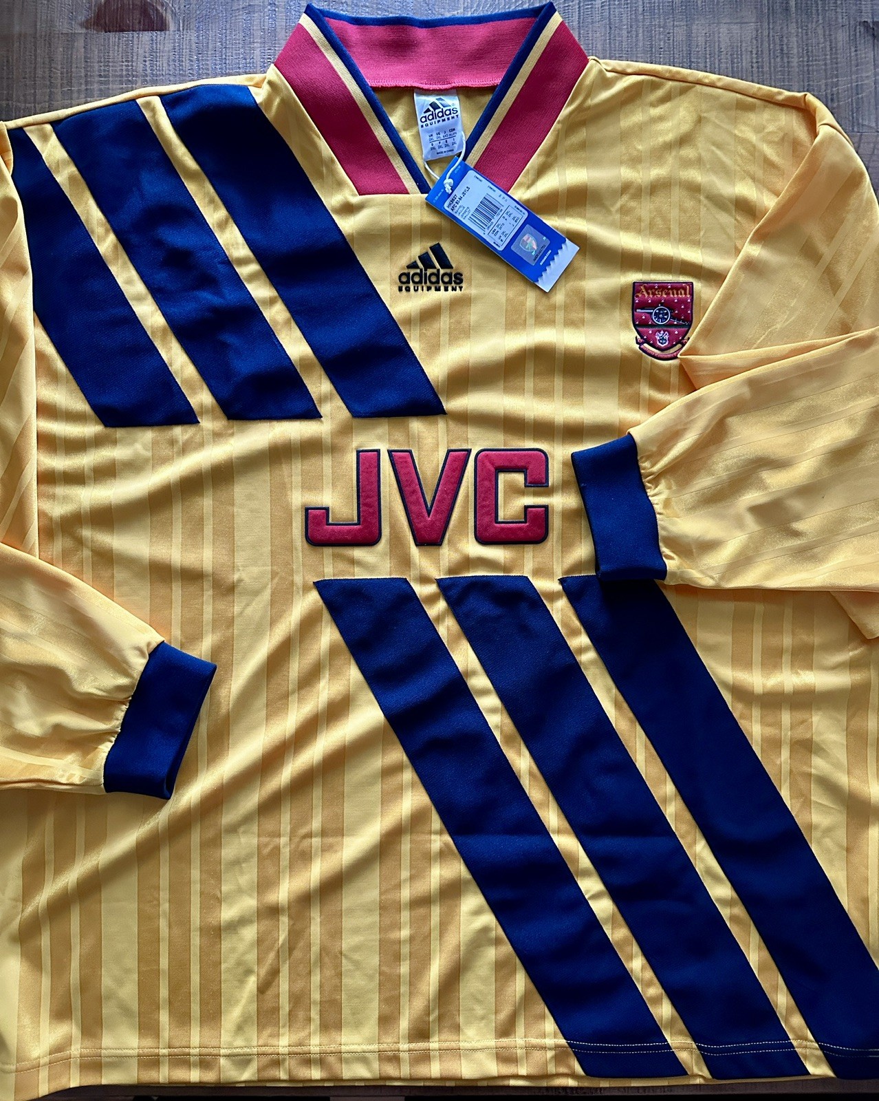 GUNNERS 1992-94 adidas Arsenal Away LS Shirt REMAKE 2021 SIZE TAG 2XL FITTED 3XL