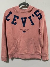 Levi's Youth Girls Medium 10-12 Pink Pullover Hoodie Large Textured Logo Classic