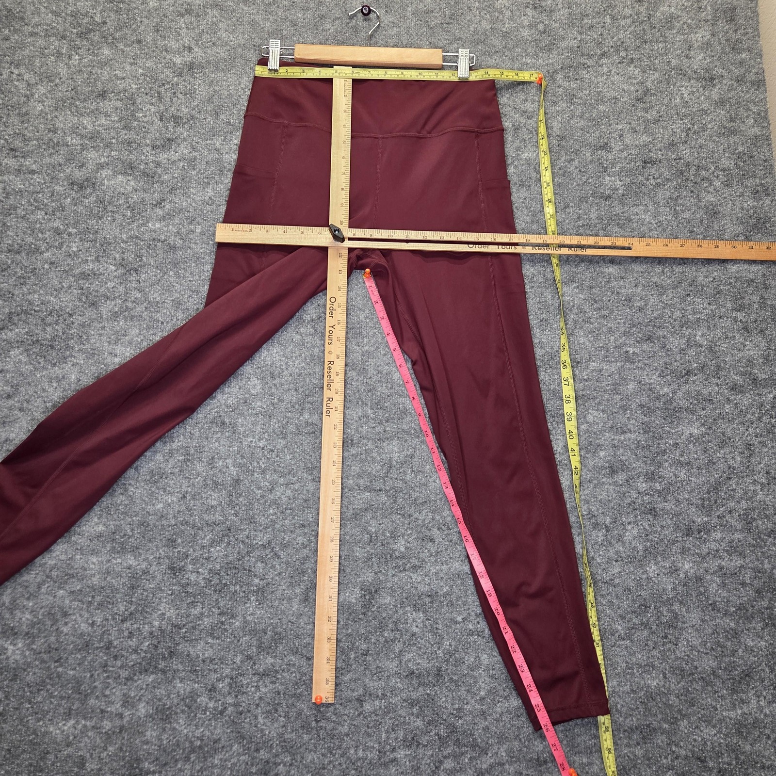OUGES Leggings Womens XL Burgundy High Waisted Yo… - image 4