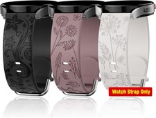 3 Pack Only Strap For Samsung Galaxy Watch 40mm Silicone Engraved Floral Soft