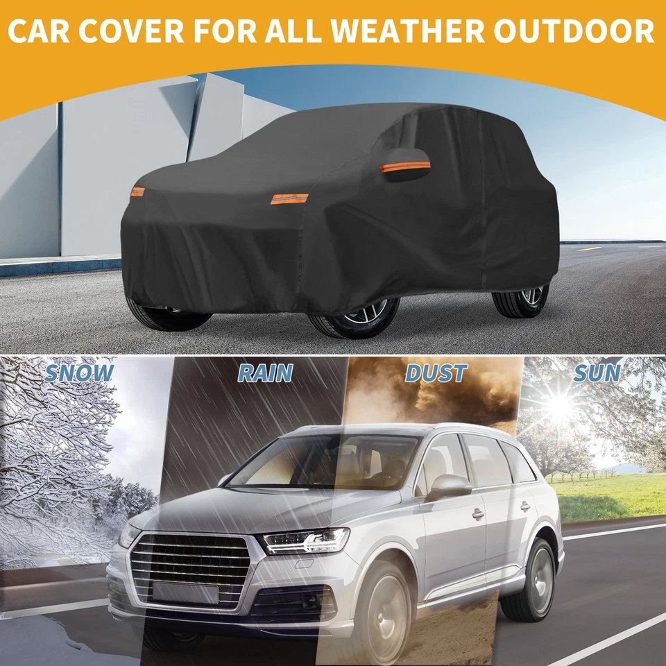 Car Cover All Weather for Subaru Ascent Black 190T-PU with Left Zipper - Image 2 of 4