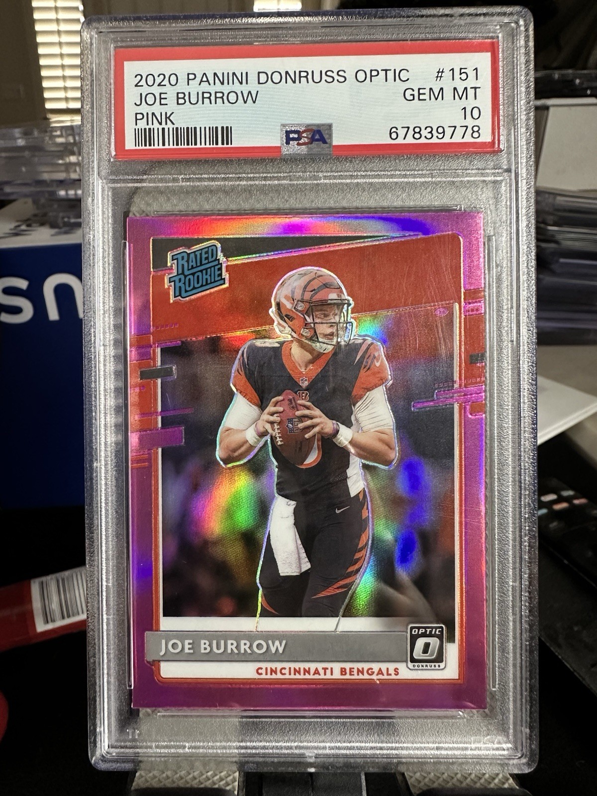 2020 PANINI DONRUSS OPTIC PINK #151 JOE BURROW ROOKIE RC PSA 10