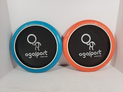 OgoSport Sports Disk Lot of 2 Frisbee Orange & Blue Rim Black Mesh I5