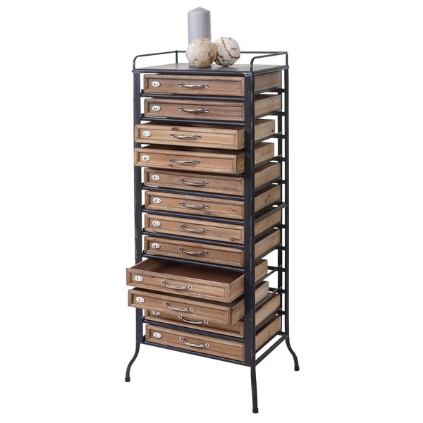 Apotheker-Schrank HWC-A43, 129X55X38Cm Tanne Holz Massiv Vintage Shabby-Look-image