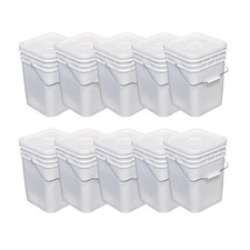 United States Plastic Buckets Tight Fitting Lids Storage 4 Gallon Pack of 10