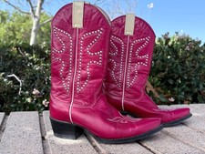 Rare Vintage Frye Limited Edition "Daisy Duke" Studded Cowboy Boots – Cherry Red