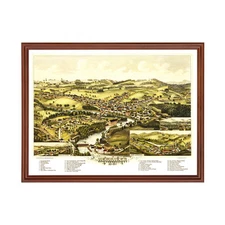 Old Map of Henniker, NH 1889 - Vintage Henniker New Hampshir